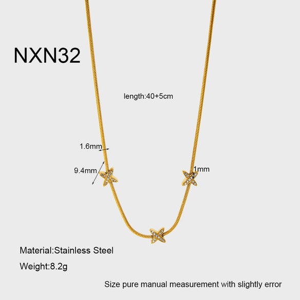 Wholesale Women's Geometric Insect Pattern Stainless Steel Electroplated Butterfly Necklace With Snake Bone Chain