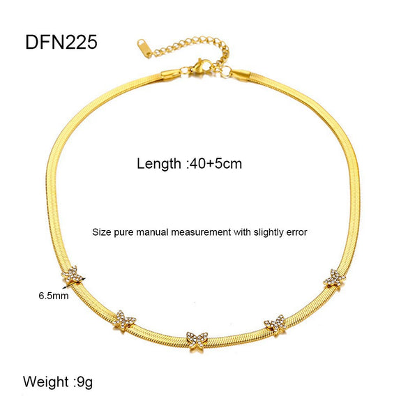 Wholesale Women's Geometric Insect Pattern Stainless Steel Electroplated Butterfly Necklace With Snake Bone Chain