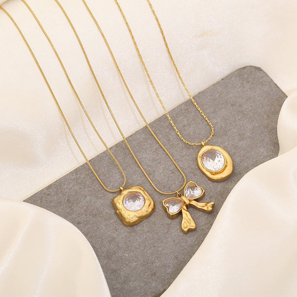 Wholesale Women's Geometric Irregular Butterfly Pendant Stainless Steel Necklace With Electroplating Treatment