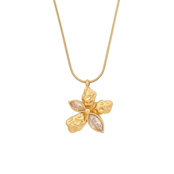 Wholesale Women's Geometric Irregular Butterfly Pendant Stainless Steel Necklace With Electroplating Treatment