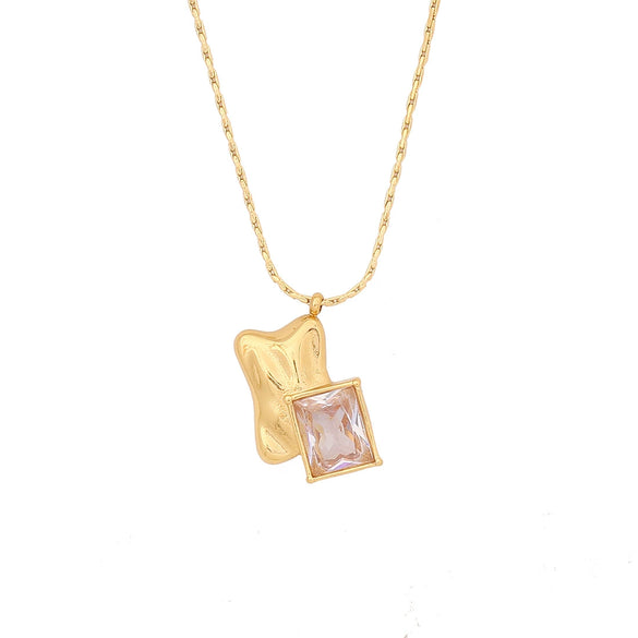Wholesale Women's Geometric Irregular Butterfly Pendant Stainless Steel Necklace With Electroplating Treatment