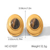 Wholesale Women's Geometric Irregular Tiger Eye Stone Earrings In French Retro Maillard Style With Pvd Furnace Vacuum Real Gold Plating Made Of Stainless Steel And Titanium Steel