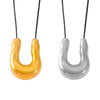 Wholesale Women's Geometric Irregular Ushaped Horseshoe Pendant Necklace With Leather Rope Chain And Titanium Steel Gold Plated