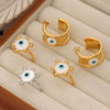 Wholesale Women's Geometric Jewelry Set With Eye Design In Titanium Steel Electroplated