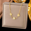 Wholesale Women's Geometric 18K Real Gold Plated Titanium Steel Daisy Necklace With Flash O Chain