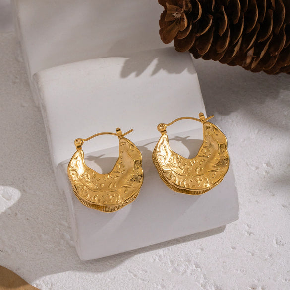 Wholesale Women's Geometric Leaf Ear Cuffs And Earrings Stainless Steel Electroplated