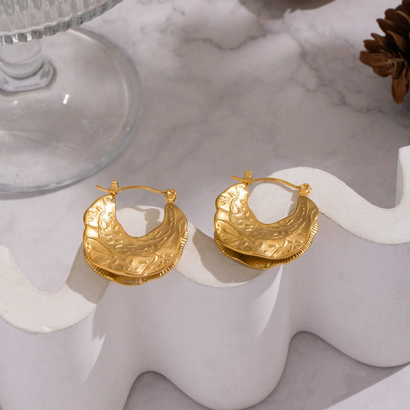 Wholesale Women's Geometric Leaf Ear Cuffs And Earrings Stainless Steel Electroplated