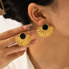 Wholesale Women's Geometric Leaf Fanshaped Stainless Steel Electroplated Earrings In Ins Style