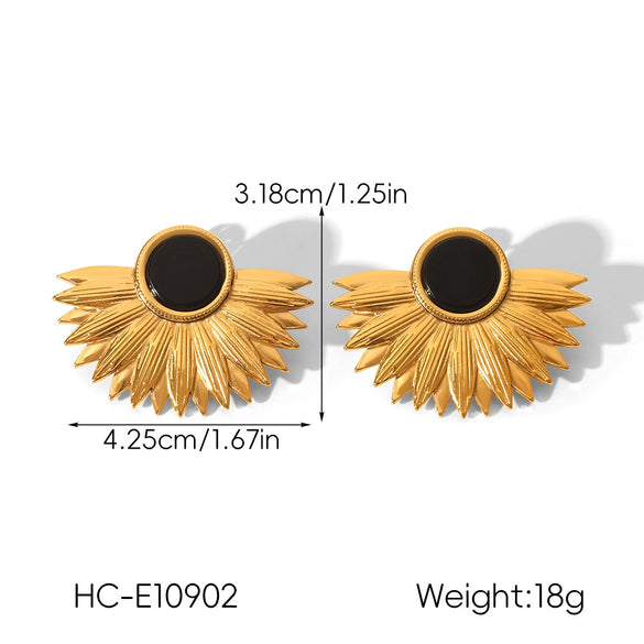 Wholesale Women's Geometric Leaf Fanshaped Stainless Steel Electroplated Earrings In Ins Style