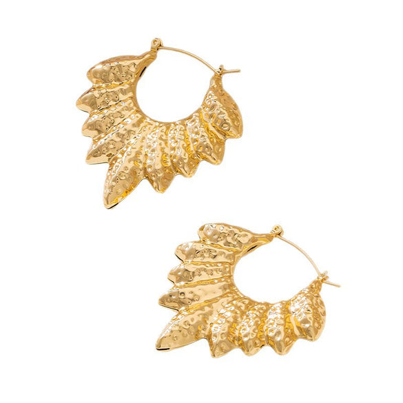 Wholesale Women's Geometric Leaf Pattern Electroplated Alloy Stainless Steel Earrings Luxury Versatile Jewelry