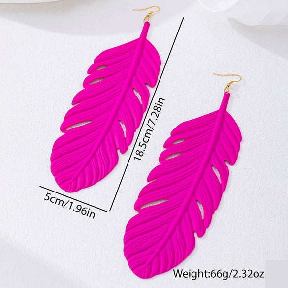 Wholesale Women's Geometric Leaf Texture Alloy Electroplated Earrings