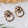 Wholesale Women's Geometric Leopard Print Flower Shape Alloy Stainless Steel Electroplated Earrings Accessories