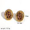 Wholesale Women's Geometric Leopard Print 18K Gold Plated Stainless Steel Jewelry Set Bracelet Earrings Maillard Style