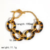 Wholesale Women's Geometric Leopard Print 18K Gold Plated Stainless Steel Jewelry Set Bracelet Earrings Maillard Style