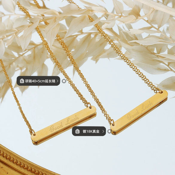 Wholesale Women's Geometric Letter Titanium Steel Electroplated Pendant Necklace With Cross Chain