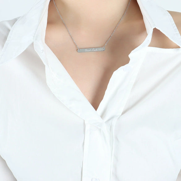 Wholesale Women's Geometric Letter Titanium Steel Electroplated Pendant Necklace With Cross Chain