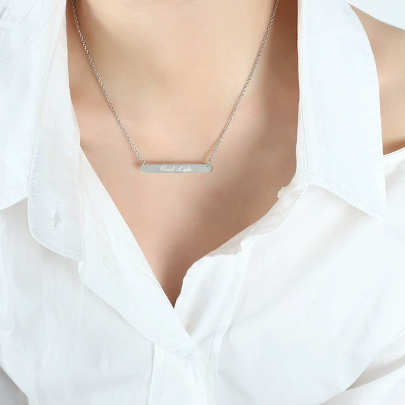 Wholesale Women's Geometric Letter Titanium Steel Electroplated Pendant Necklace With Cross Chain