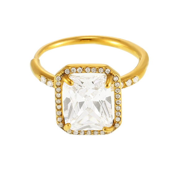 Wholesale Women's Geometric Light Luxury Electroplated Titanium Steel Ferris Wheel Adjustable Ring