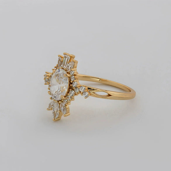 Wholesale Women's Geometric Light Luxury S925 Silver Ring With Zircon And Electroplating