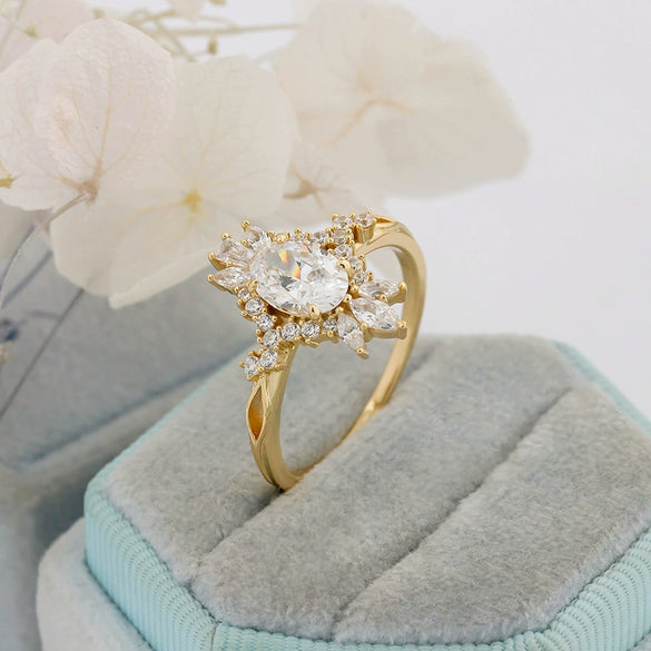 Wholesale Women's Geometric Light Luxury S925 Silver Ring With Zircon And Electroplating