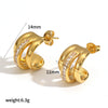 Wholesale Women's Geometric Light Luxury Style Diamondencrusted Zircon Cshaped Titanium Steel And Stainless Steel Earrings With Pvd Furnace Vacuum Real Gold Plating