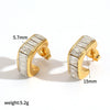 Wholesale Women's Geometric Light Luxury Style Diamondencrusted Zircon Cshaped Titanium Steel And Stainless Steel Earrings With Pvd Furnace Vacuum Real Gold Plating