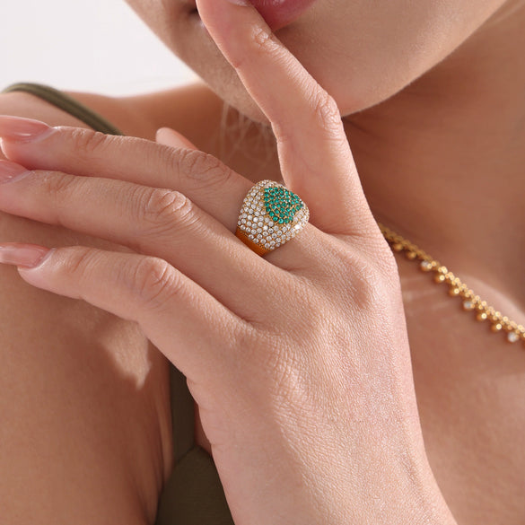 Wholesale Women's Geometric Light Luxury Style Ferris Wheel Love Ring Titanium Steel Gold Plated Jewelry