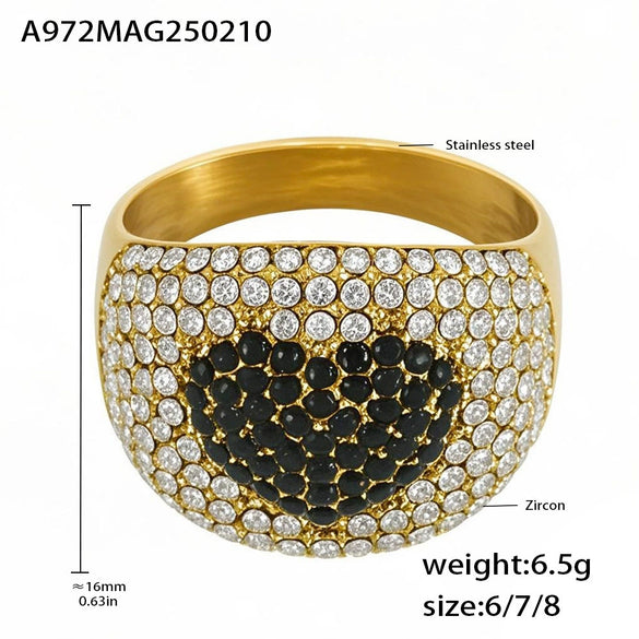 Wholesale Women's Geometric Light Luxury Style Ferris Wheel Love Ring Titanium Steel Gold Plated Jewelry