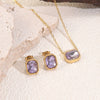 Wholesale Women's Geometric Light Luxury Style Stainless Steel Electroplated Zircon Jewelry Set Necklace Earrings