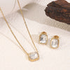 Wholesale Women's Geometric Light Luxury Style Stainless Steel Electroplated Zircon Jewelry Set Necklace Earrings