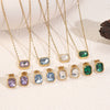 Wholesale Women's Geometric Light Luxury Style Stainless Steel Electroplated Zircon Jewelry Set Necklace Earrings