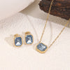 Wholesale Women's Geometric Light Luxury Style Stainless Steel Electroplated Zircon Jewelry Set Necklace Earrings