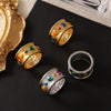 Wholesale Women's Geometric Light Luxury Titanium Steel Gold Plated Ferris Wheel Design Ring