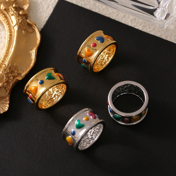 Wholesale Women's Geometric Light Luxury Titanium Steel Gold Plated Ferris Wheel Design Ring