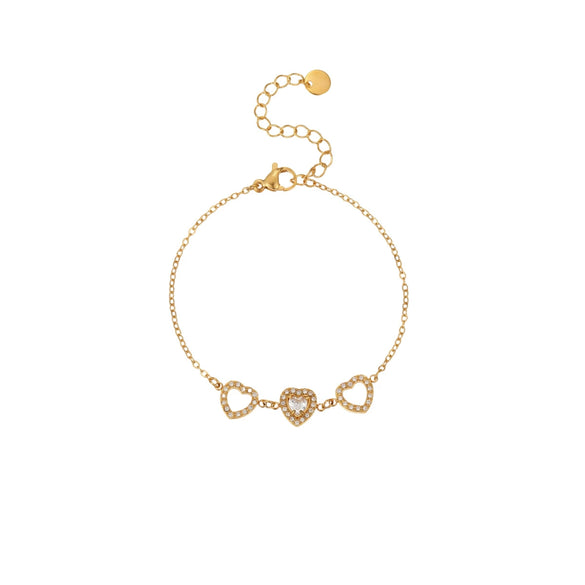 Wholesale Women's Geometric Loveshaped 18K Stainless Steel Diamondencrusted Electroplated Bracelet