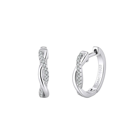 Wholesale Women's Geometric Luminous Mobius Ring Earrings With Moissanite Diamond Inlay Silver 925 Electroplated