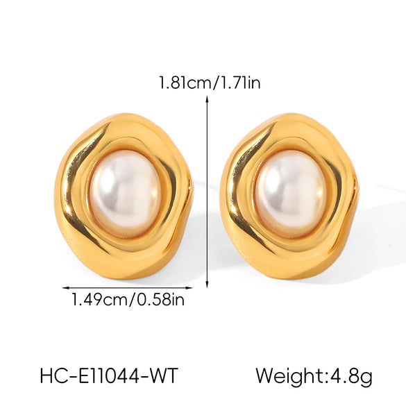 Wholesale Women's Geometric Maillard Style Oval Tiger Eye Stone Stainless Steel Electroplated Earrings