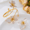 Wholesale Women's Geometric Metal Electroplated Hand Jewelry Set Of Rings And Bracelets With Sweet And Cool Style And Plants And Flowers Design