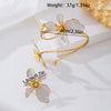Wholesale Women's Geometric Metal Electroplated Hand Jewelry Set Of Rings And Bracelets With Sweet And Cool Style And Plants And Flowers Design