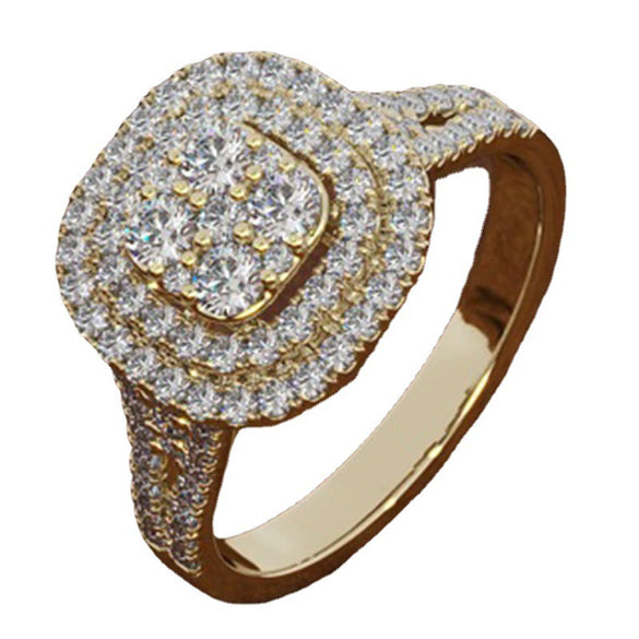 Wholesale Women's Geometric Metal Square Ring With Electroplated Microinlaid Diamond