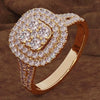 Wholesale Women's Geometric Metal Square Ring With Electroplated Microinlaid Diamond