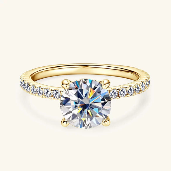 Wholesale Women's Geometric Microembedded Fourclaw Moissanite Silver Ring With Electroplating