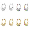 Wholesale Women's Geometric Microinlaid Colorful Zircon Hoop Earrings Copper Plated With Real Gold
