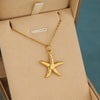 Wholesale Women's Geometric Minimalist Fivepointed Starfish Pendant Necklace Stainless Steel With 18K Gold Electroplating Cross Chain