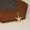 Wholesale Women's Geometric Minimalist Fivepointed Starfish Pendant Necklace Stainless Steel With 18K Gold Electroplating Cross Chain