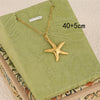 Wholesale Women's Geometric Minimalist Fivepointed Starfish Pendant Necklace Stainless Steel With 18K Gold Electroplating Cross Chain