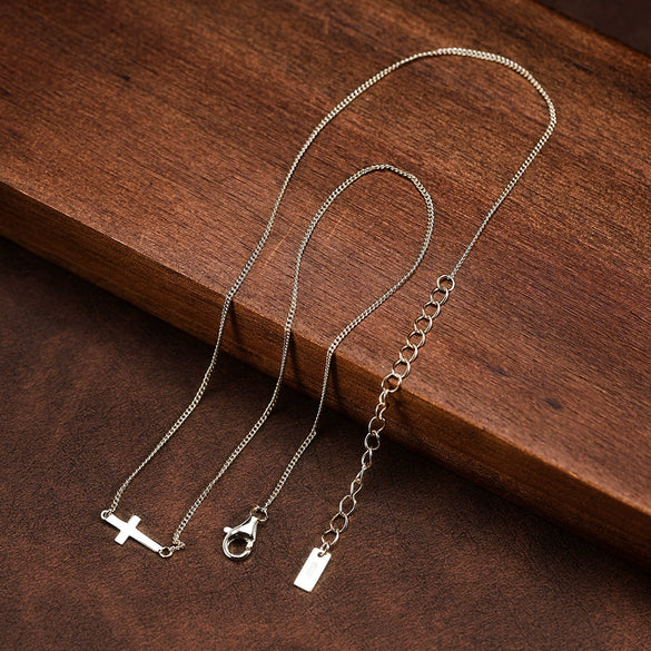 Wholesale Women's Geometric Minimalist 925 Silver Goldplated Side Chain Clavicle Necklace
