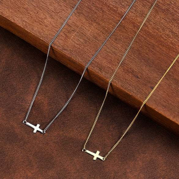 Wholesale Women's Geometric Minimalist 925 Silver Goldplated Side Chain Clavicle Necklace