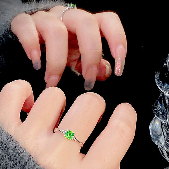 Wholesale Women's Geometric Mobius Emerald Ring 925 Sterling Silver Electroplated Niche Design Open Ring