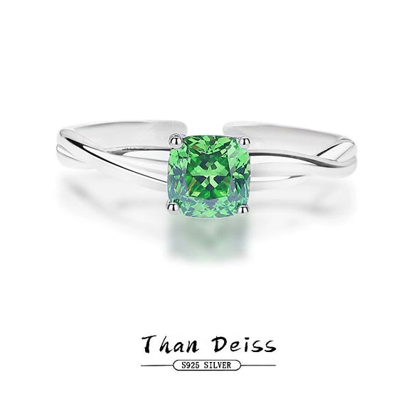Wholesale Women's Geometric Mobius Emerald Ring 925 Sterling Silver Electroplated Niche Design Open Ring